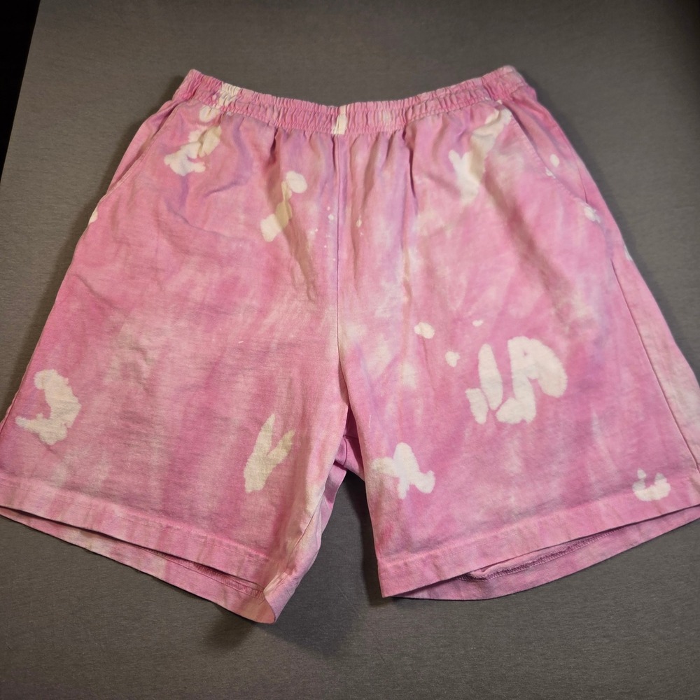 Sporty & Rich Pink Tie Dye Cotton Shorts XL Made in USA Loungewear